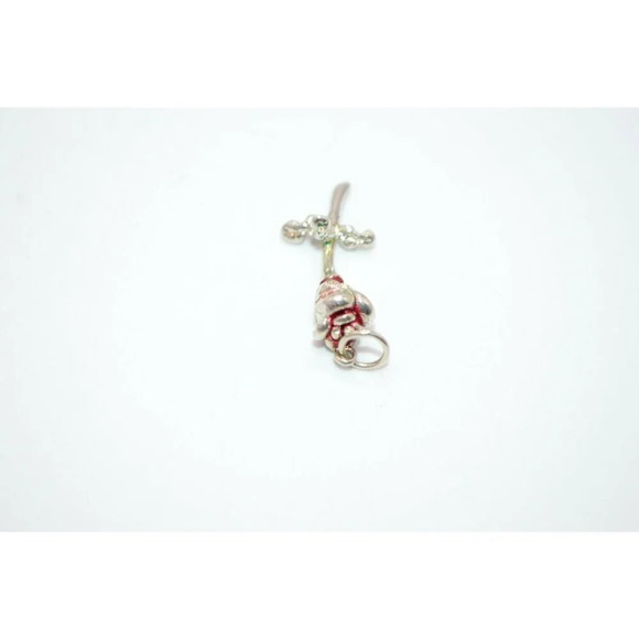 Sterling Silver .925 Red Enamel Rose Pendant - Picture 2 of 3